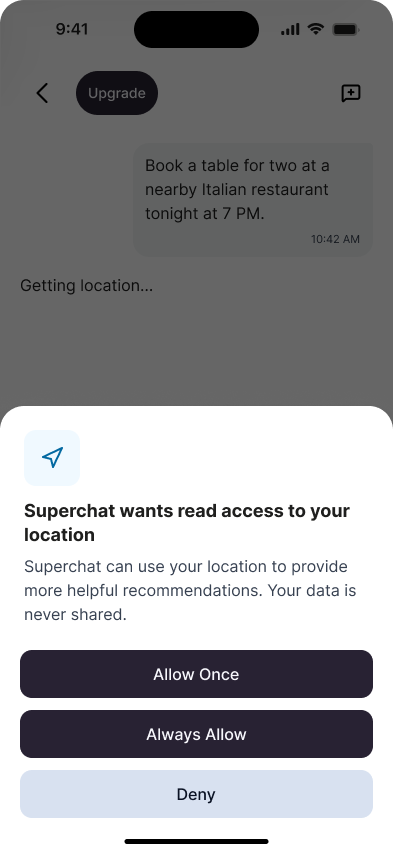 Permission Request Location access