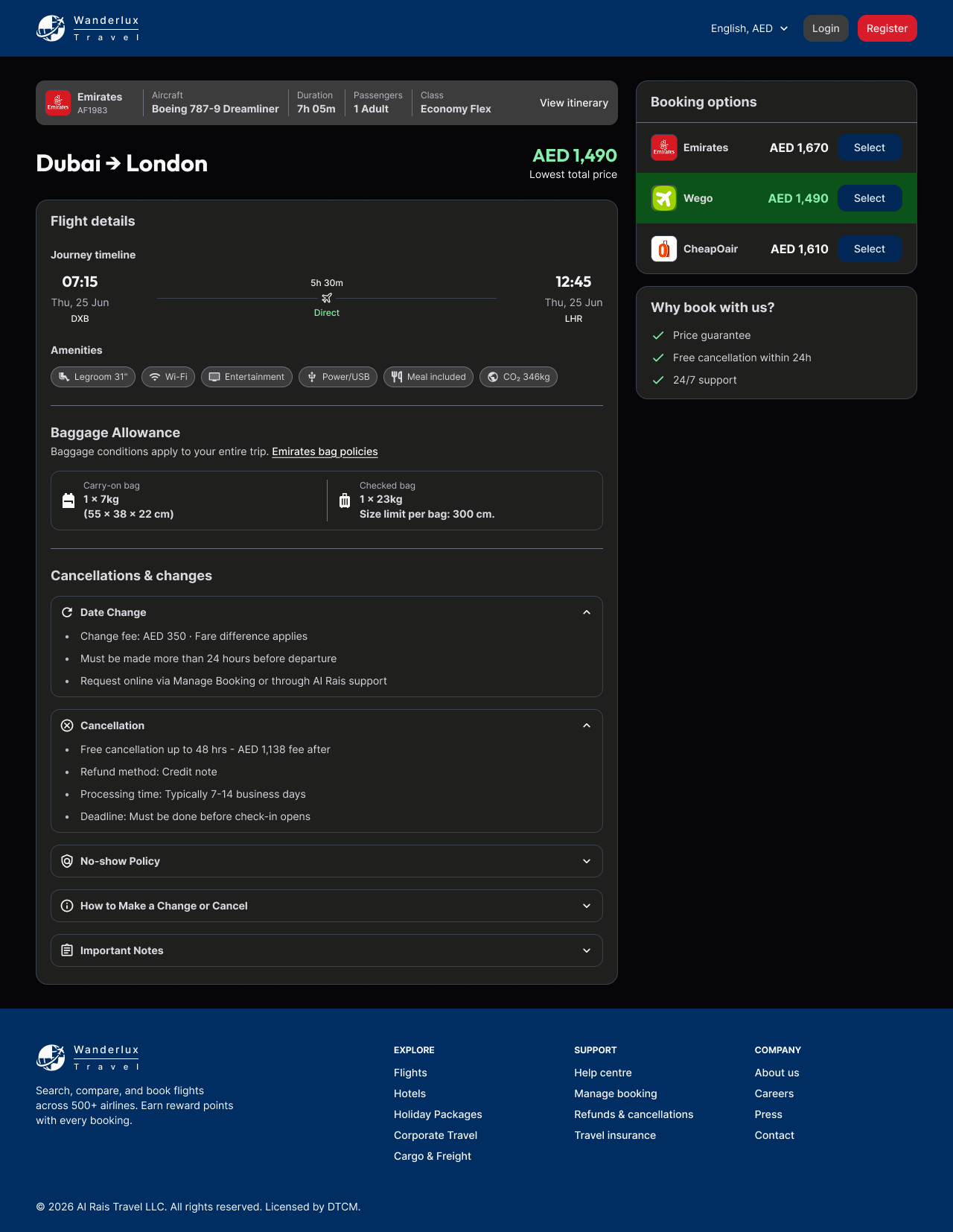 Pre-booking Desktop Dark