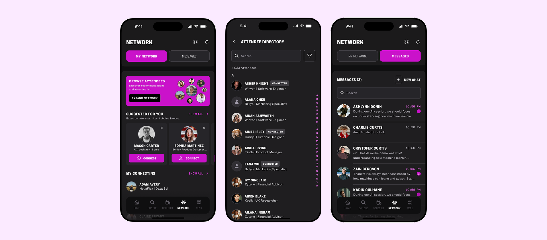 Networking Hub - dark mode