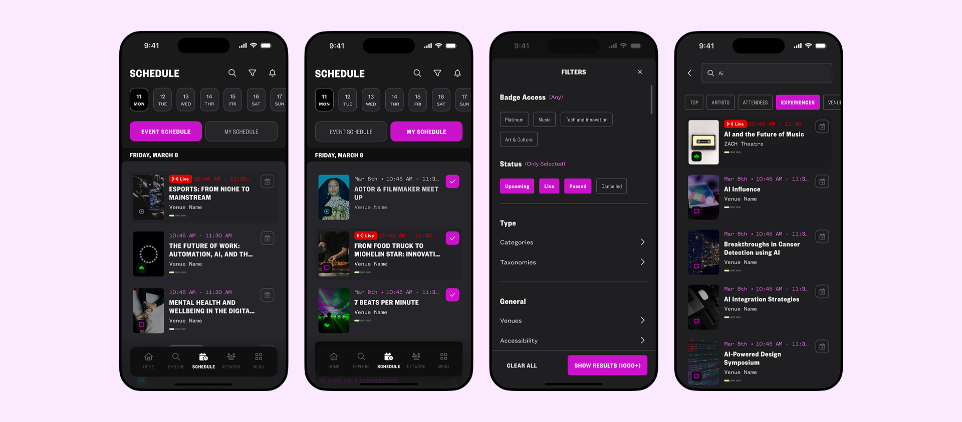 Schedule Builder - dark mode