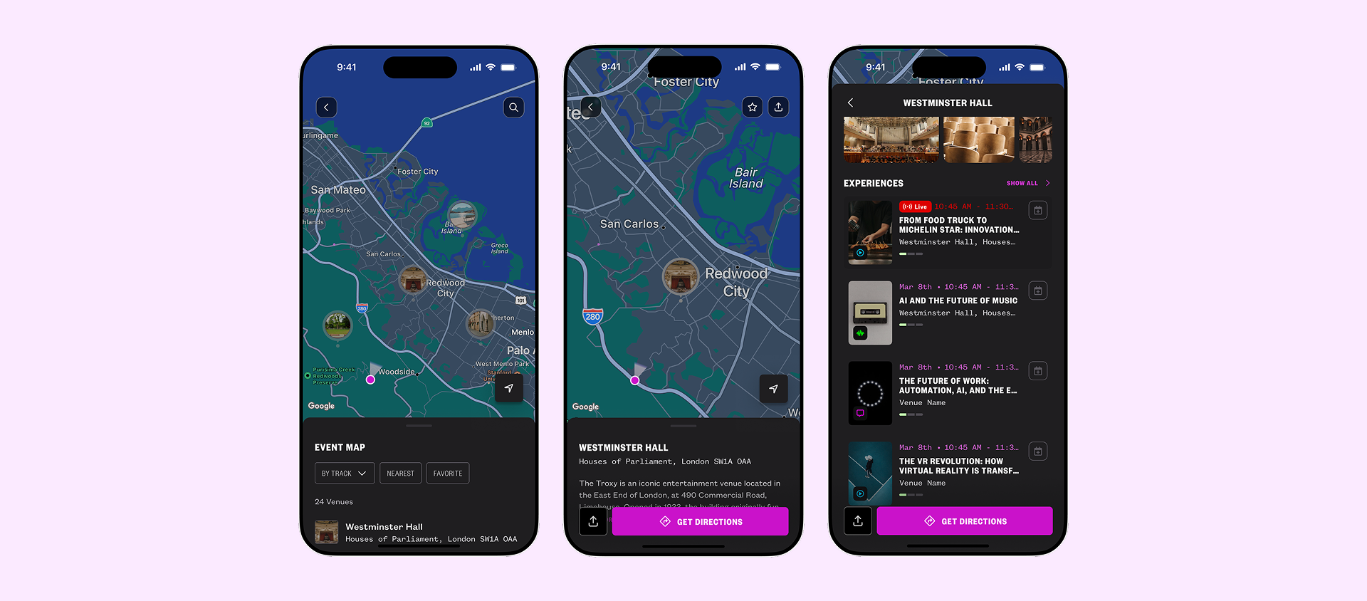 Venue Navigation - dark mode
